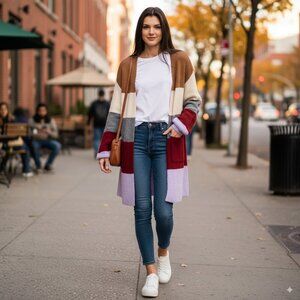 Moon River Bubble Sleeve Oversized Cardigan